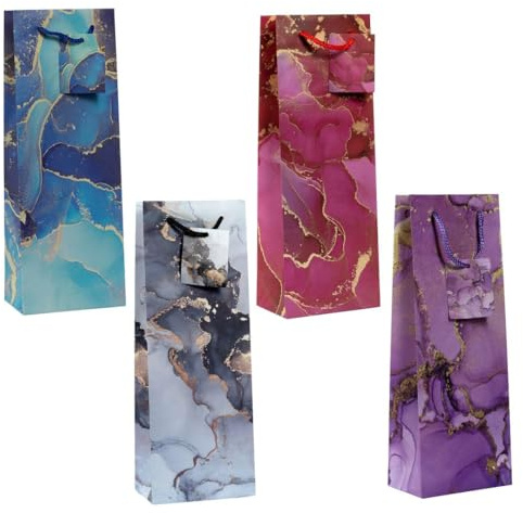 Laro Premium Line Weinflaschentüten Geschenktüten Größe:H36x B12x T8x cm Marmorzauber 10/20/40/100 Stk, Anzahl:40, Muster Tüten:Marmorzauber