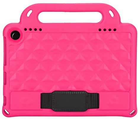 Alomejor Kids Friendly Tablet Cover for Fire HD 8 & 8 Plus 2020 Durable Shockproof EVA Sleeve with Adjustable Stand and Carry Strap (Rose Red)