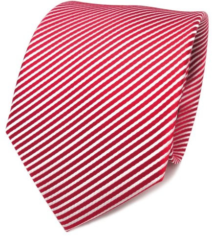 TigerTie Designer Seidenkrawatte in rot verkehrsrot weiß gestreift