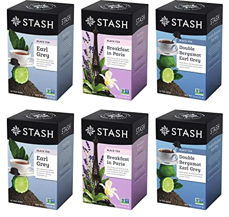 Stash Tea 6-Flavor Assortment Tea, The Earls, 6 Count