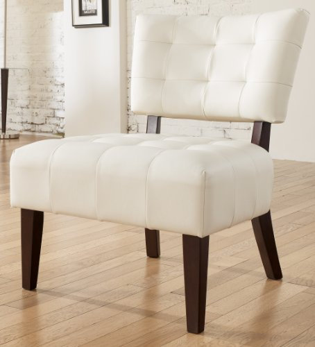Roundhill Furniture AC002GY Bally Stuhl mit übergroßen Sitzflächen, Leder, Grau Modern 27 W x 31 D x 34 H elfenbeinfarben
