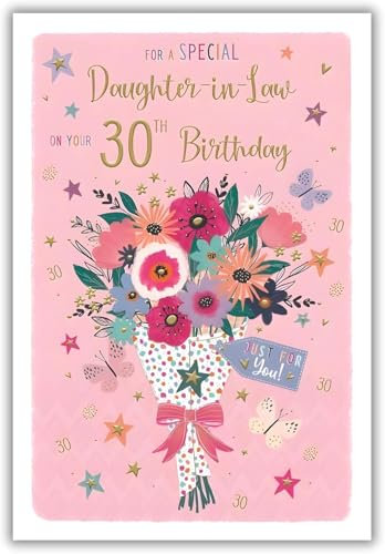 ICG Daughter-in-Law 30th Birthday Card - Presents and Balloons - Foil Finish