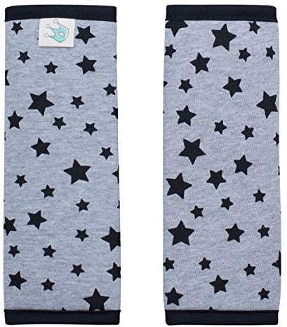 JYOKO KIDS Gurtpolster Universal für Babyschale, Buggy, Autositz (17 x 18, Black Star)