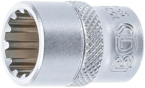BGS 10313 | Steckschlüssel-Einsatz Gear Lock | SW 13 mm | Antrieb Innenvierkant 10 mm (3/8) | Chrom-Vanadium-Stahl | verchromt, matt | mit Rändelung