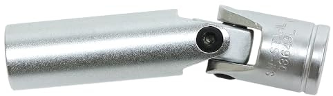 SW-Stahl 03649L Zündkerzenschlüssel 14 mm - 12-Kant Gelenk-Steckschlüssel | 3/8 Zoll Antrieb - 80 mm Spezial-Einsatz mit Gummifangstück für Bi-Hex Zündkerzen - Premium Qualität für Kfz-Profis