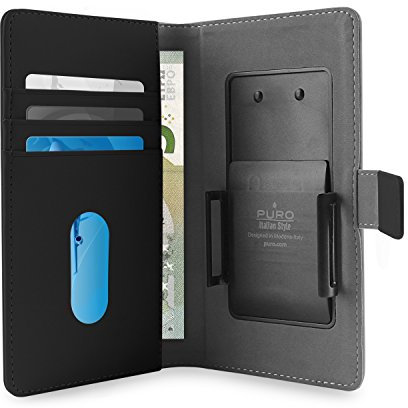 Puro Universal Slim Wallet 360° Cases Schutzhülle (für Smartphones) Schwarz