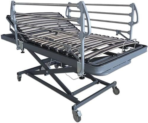 Ventadecolchones - Camas Articuladas Geriátrica de Hospital con Carro Elevador Medida 105 x 190 cm con Juego de barandillas - Incluye Bote de Grasa