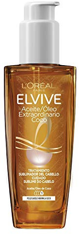 L'Oreal Paris Elvive Aceite Extraordinario de Coco, Tratamiento Universal, Para Pelos Normales a Secos y Sin Brillo, 100 ml