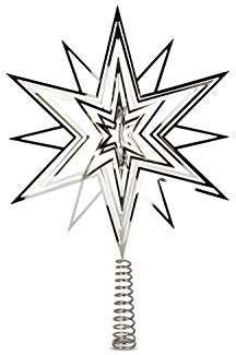 Riffelmacher 17859 - Baumspitze Stern aus Metall, 1 Stück, Größe 33 cm, glänzende Christbaumspitze in Silber, Dekoration, Christbaum, Heilig Abend, Weihnachten, Baumschmuck, Weihnachtsbaum