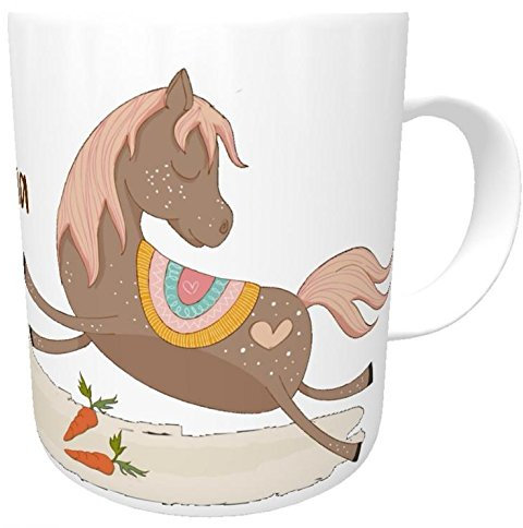 Kilala Personalisierte Kindertasse Kunststofftasse Pferd Namenstasse Reiterhof -Kindergartentasse Pferdefans braun