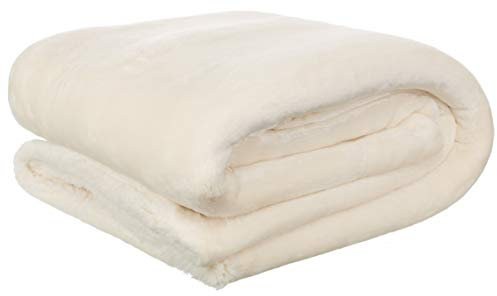 Brandsseller Fleecedecke 100x150 cm – Kuschelige Sofadecke/Couchdecke aus Fleece & Sherpa – Flauschige Wohndecke – Weich & zweiseitig, auch als Babydecke geeignet - Creme/Weiß