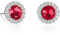 Diamond Treats Rubinrote Ohrringe aus 925 Silber, runde Ohrstecker mit roten Zirkonia-Steinen, massive Silber rote Ohrringe für Damen, 925 Silber Ohrstecker für Frauen in Rot