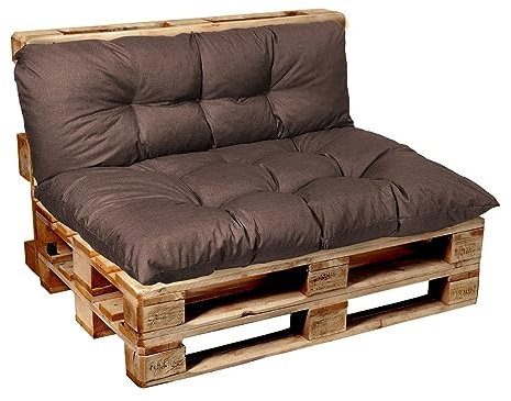 Garden Factory Palettenkissen Palettenauflagen Palettenpolster Sitzkissen, Rückenlehne oder Set, Gesteppt (Set (Sitzkissen 120x80 + Rückenlehne 120x40), Braun)