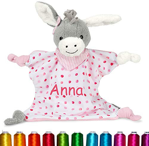 Sterntaler Kuscheltuch/Schmusetuch Bestickt mit Namen für Baby & Kinder personalisiert, Mädchen Rosa, Ab dem 1. Monat, 3211838, (Emmi Girl M)