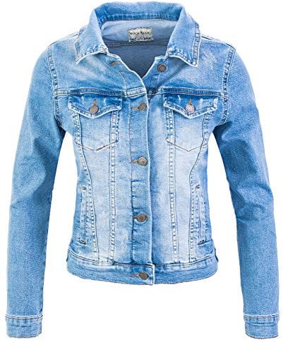 Rock Creek Damen Jeans Jacke Übergangs Jacke Denim Blouson Stretch Kurz Classic Jeansjacken Urban Stonewash D-401 Himmelblau M