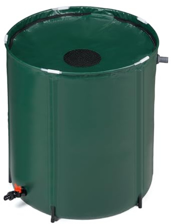 VINGLI 66 Gallon Collapsible Rain Barrel, Portable Water Storage Tank, Rainwater Collection System Downspout, Water Catcher Container with Filter Spigot Overflow Kit