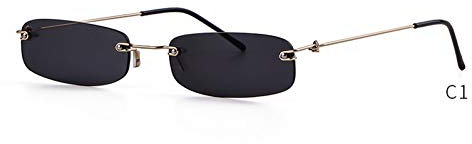 ZRTYJ Sonnenbrille Orange Rechteck Sonnenbrille Männer Frauen Markendesigner Retro Vintage Rechteckig Schmal Skinny Frameless Frame Sonnenbrille