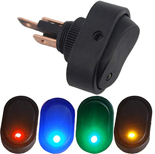 Mintice 4 X 12V 30A Moto Veicolo Auto Blu Rosso Verde Giallo LED del Pulsante Luce Interruttore a levetta On off SPST 3Pin