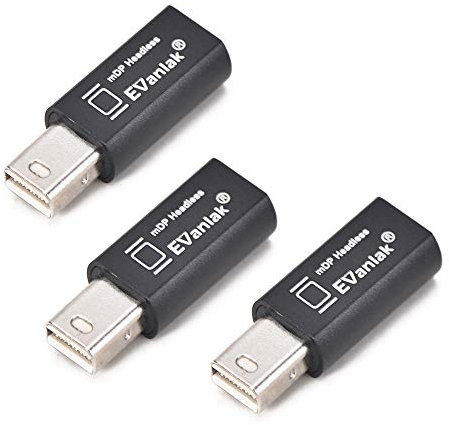 EVanlak Mini disportDisplayPort Headless Ghost Display Emulator for PC 4K DP Dummy Plug (fit Headless 1080-3840x2160@60hz)-3P