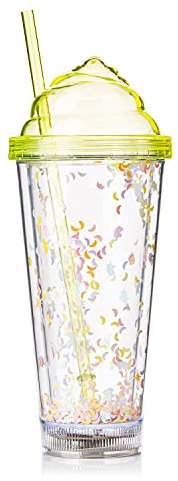 Ultra 2 Ice Cream Swirl LED Flashing Plastic Drinking Glasses LED Light Bar Water Glasses Plastic Tumblers Adults Children Beer Glass Cocktail Glass Light Up Glasses Drinking Disco One Pint Tumbler
