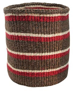 LaLe Living Korb Lamia aus 100% Sisal handgefertigt in Braun mit Streifen in Pink & Weiß, Ø19 cm H:23cm, Blumentopf oder zur Aufbewahrung von Spielzeug