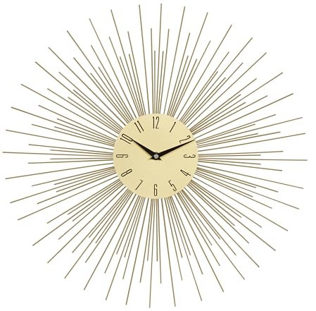 Deco 79 Moderne Wanduhr, Metall, goldfarben, 48 x 48 x 2,5 cm