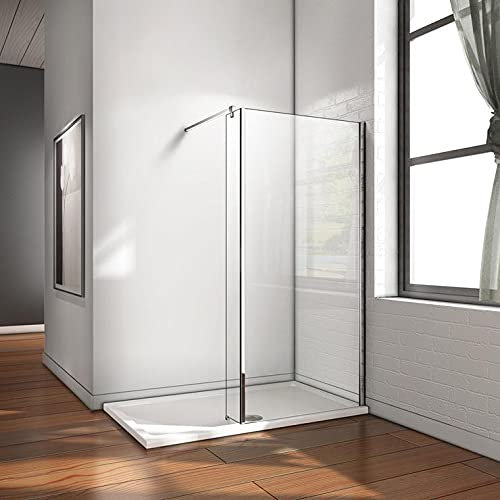 AICA Paroi de douche 80x200cm avec retour pivotant fixe 25cm douche à l'italienne avec une barre de stabilisation 90cm
