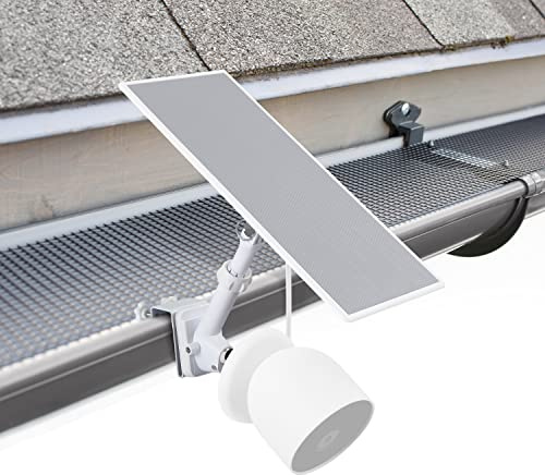 Wasserstein Support de gouttière 2 en 1 pour Google Nest Cam (Batterie) et Panneau Solaire Compatible (Blanc) - Caméra et Panneau Solaire Non Inclus