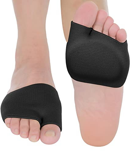 Sibba Mittelfuß-Pads Stützbandage Orthopädische Einlegesohlen 1 Paar Schwarz Zehenkorrektur Geradehalter Ballenmanschette Vorfußsohle FußPflege Kissen Linderung von Schmerzen Hornhautblasen