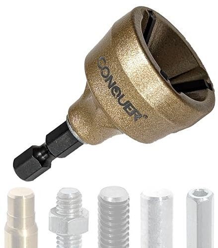 CONQUER Werkzeuge Entgraten von externem Fasenwerkzeug, Premium-Wolframklinge, Entgratungsbohrer, Entfernen von Frässtiften, Schnellspanner-Schaft,19 mm Edelstahl-Frässtift, Co. Senker
