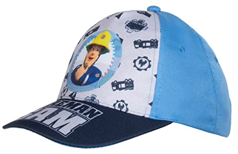 Brandsseller Jungen Kinder Cap 52 Kappe Sonnenhut mit Motiv Feuerwehrmann - Hellblau