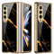 COQUE Galaxy Z Fold 4 5G Case,Ultra Slim 9H Glass Shiny Painted Mobile Phone Shell,Folding Phone Cover for Samsung Galaxy Z Fold 4 5G-Gold Black