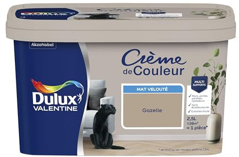 Dulux Valentine Crème de Couleur - Peinture multi-supports intérieure - Mat Gazelle 2,5 L
