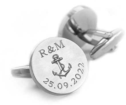 Personalisierte Anker Manschettenknöpfe für Herren | Hochwertiger Edelstahl Schmuck mit persönlicher Gravur