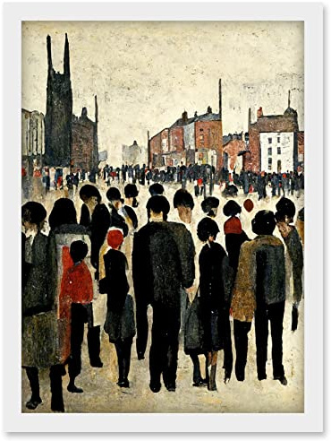 Doppelganger33 LTD 1940 Mid Century Industrial Northern Crowds In Street Cityscape Artwork Framed Wall Art Print A4