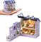 ELPHNUTSEY Puppenhaus DIY Miniatur-Holzmöbel-Set, Mini-Puppenhaus mit LED, Maßstab 1:24, kreatives Holzhandwerk, Spielzeug für Erwachsene, Freunde, Liebhaber, Geburtstagsgeschenk (Happy House)