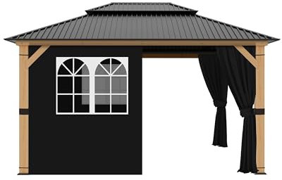 Garden Sunny 2 Panels-10'x10' Replacement Universal Gazebo Curtains Privacy Sidewall,Shade Curtains,Protecting Side Walls (Only Curtain -2 Panels Without PVC Window)-Grey
