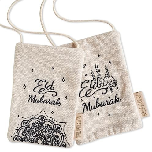 PAPIERDRACHEN Traditionelle Orientalische Geldtasche für Kinder - Ideal für Ramadan & Zuckerfest - 9x13 cm - Eid Mubarak - Kareem - Moschee - Geschenkidee - Schwarz Set 3