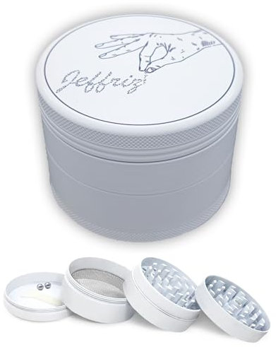 Grinder Keramik Kräutermühle Aluminium CNC Keramikbeschichtung Antihaft | Ø 63 mm | Weiß 4 Teile | Jeffriz