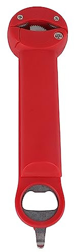 Ouvre-bocal, décapsuleur avec tournevis réglable en acier inoxydable, 3 en 1, multifonction et rétractable pour mains faibles, mains arthritiques, enfants, personnes âgées (rouge)