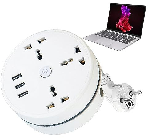 Ditanpu Ciabatta da Viaggio Universale,Adattatore da Viaggio Internazionale con prolunga Retrattile da 6,5 Piedi - Adattatore per Spina da Viaggio con 3 Porte USB, Adattatore di Alimentazione