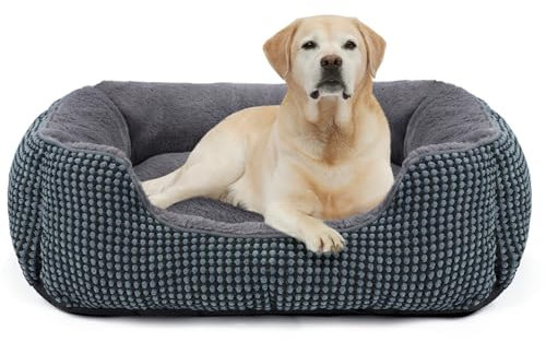FURTIME Hundebett Mittelgroße Hunde, Hundekorb Waschbar Flauschig, rutschfeste Hundekörbchen, Anti-Angst Hundebetten für Mittelgroße Hunde und Katzen, 76x61x23cm