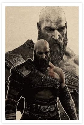 God of War Kratos Poster auf Leinwand, Schlafzimmer, Dekoration, Sport, Landschaft, Büro, Raumdekoration, Geschenk, ungerahmt, 30 x 45 cm