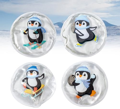 Handwärmer Taschenwärmer Kinder Wiederverwendbar, Pinguin Taschenwärmer Knicken Hand Wärmer Fingerwärmer, Pocket Warmer für Camping, Wandern, Skifahren oder Spazierengehen (4pcs/Set)