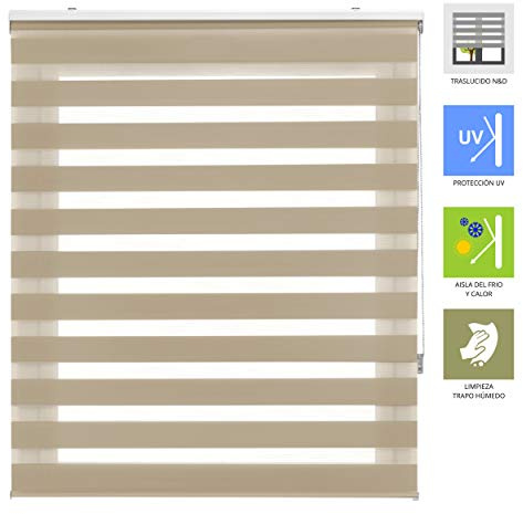 ECOMMERC3 | Tenda a Rullo Elegante Giorno e Notte Misura 140x250 - Tenda Giorno e Notte Doppio Tessuto Misura 137x245 - Tenda di Facile Installazione Colore Beige