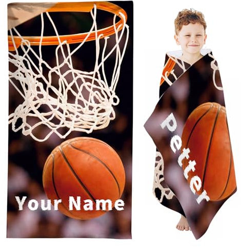 SHROUDEX Personalisiertes Fußball Basketball Mikrofaser Handtuch 70x140cm Weiße Rückseite