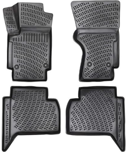 Rizline Passgenau 3D Fussmatten Auto Kompatibel mit VW Amarok 2010-2022 Auto Zubehör 1. Und 2. Reihe Gummimatten Autos TPE Allwetter Geruchlos rutschfest Vorne und Hinten Schwarz