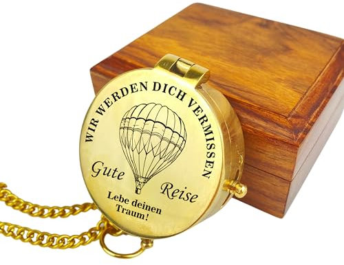 Bussola personalizzata con incisione, motivo a scelta e testo desiderato, diversi disegni in ottone in pelle, idea regalo (lucido/lucido)