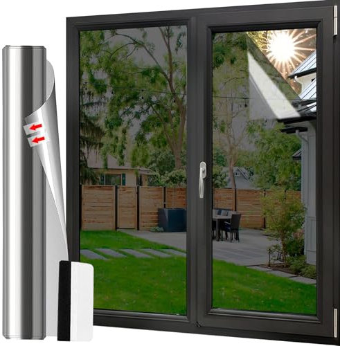 Gutsbox Film pour Fenêtre Anti Regard Film UV Fenetre Anti Chaleur 70x400cm Filtre Fenetre Occultant avec Couteau pour Salon, Chambre, Bureau, Hôtel