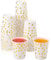JCAKES Lot de 50 gobelets en carton à pois dorés，gobelet anniversaire ，gobelet carton- 250 ml - Biodégradables - Avec pois dorés - Pour fête, Noël, fête d'enfants, mariage